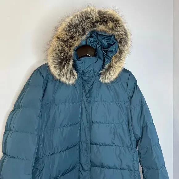 Lands End Women's Plus 1X Down Puffer Winter Coat Jacket Blue - Picture 3 of 13